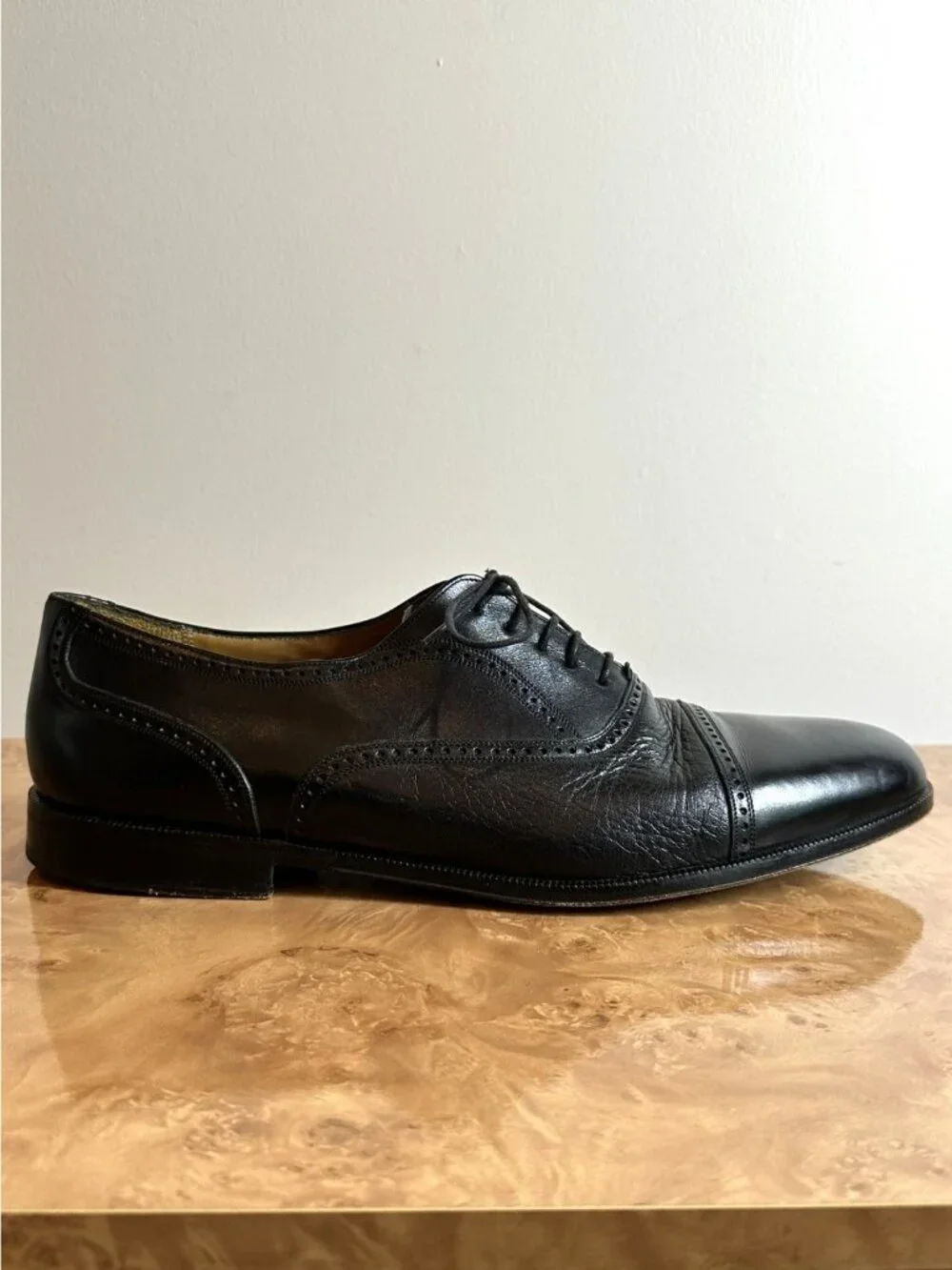 Mezlan Florence Black Leather Cap Toe Oxford Dress Shoes Men's Size 13 M Italy